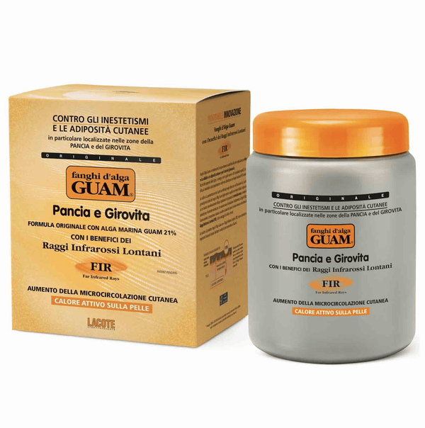GUAM Tummy Tightening Stomach Wrap jar and box for cellulite on the stomach