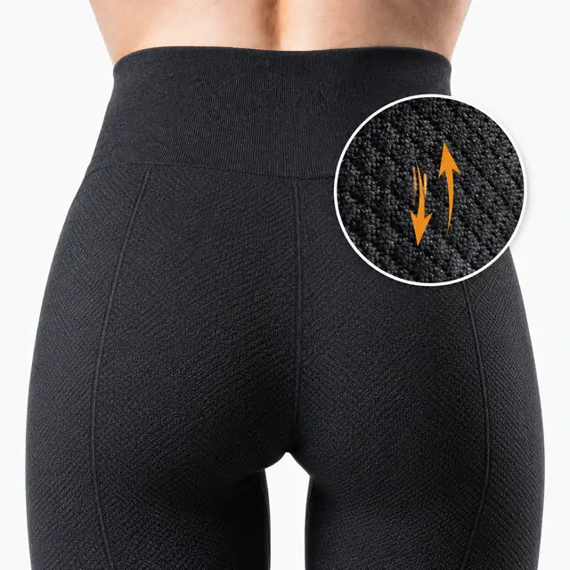 Close-up of the 3D massaging knit on GUAM Vital Massage compression leggings for cellulite