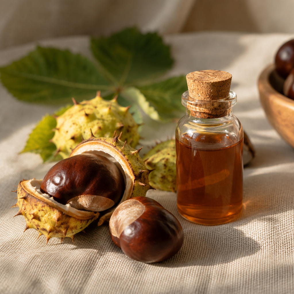 Horse chestnut, flowers and extract for de-puffing legs
