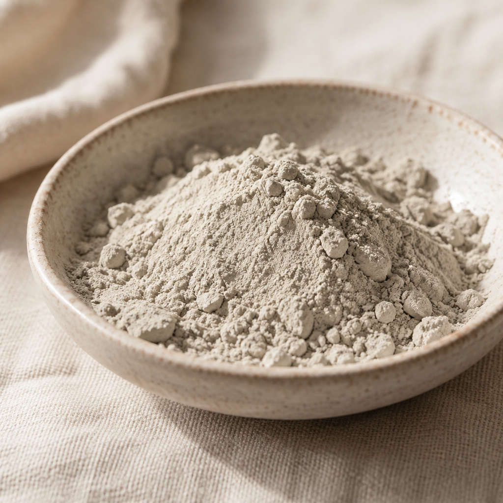 Bowl of fine marine clay powder