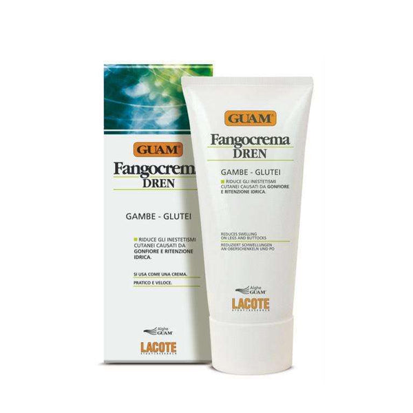 GUAM Fangocrema Dren draining cream tube and box, the best cream for swollen feet and ankles